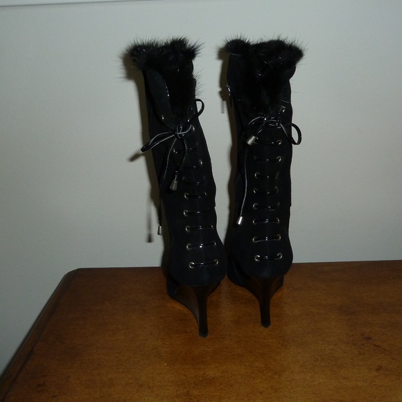 Luichiny Black Suede Wedge Boots 40 - Picture 4 of 6